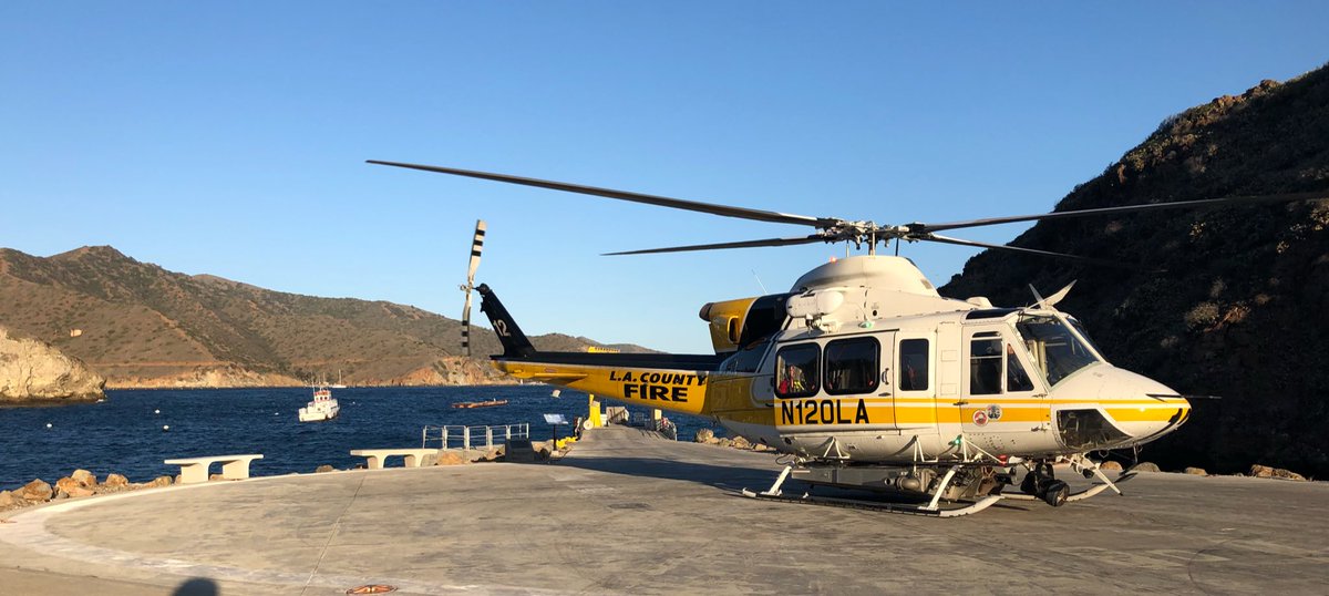 LACoFireAirOps's tweet photo. MEDEVAC 3/25/18 COPT12 Paramedic helicopter assisted @LACoLifeguards @CatHyperChamber @KeckMedUSC @AvalonLASD with a multi-patient dive emergency off Catalina Island https://t.co/oroEsuLkBw
