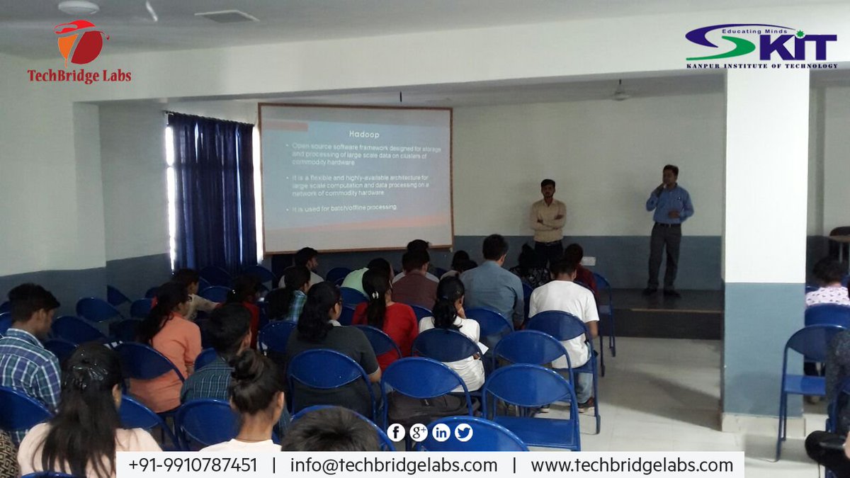 techbridgelabs's tweet photo. TechBridge Labs Python and Big Data workshop at Kanpur Institute of Technology.
Know more about TBL Next-Gen Summer Training Program 2018 designed to make the students more employable along with Quality Hands-on Training in High-End Technologies.
https://t.co/vD5kxON9Nq https://t.co/0sRMXGsV3j