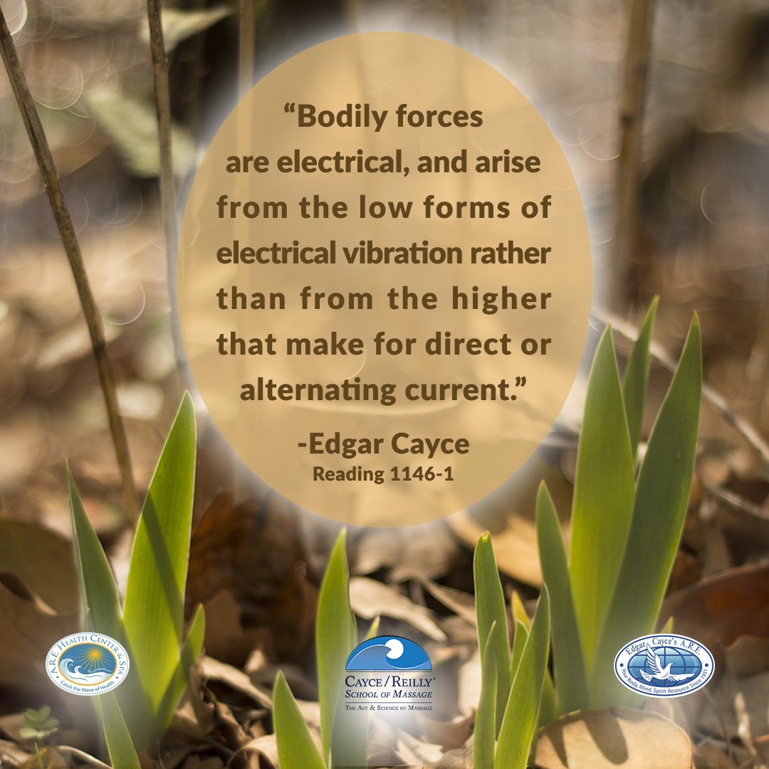 AREHealthCtrSpa's tweet photo. “Bodily forces are electrical, and arise from the low forms of electrical vibration rather than from the higher that make for direct or alternating current.” #EdgarCayce Reading 1146-1 #vibrationalhealing #electricity #bioelectricity #energyhealing #electromagnetichealing #Reiki https://t.co/HrD4jFP3ba