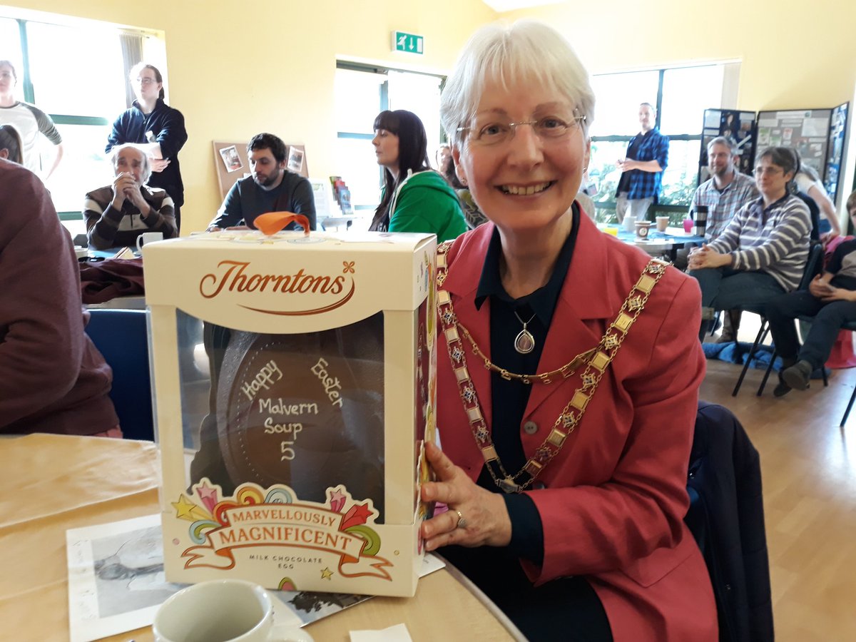 Thanks to Malvern Mayor Cynthia Palmer for supporting our 5th <a href="/MalvernSoup/">MalvernSoup</a>. Cynthia was lucky winner of the <a href="/MalvernSoup/">MalvernSoup</a> giant Easter Egg in the raffle! <a href="/Malvern_Town/">Malvern Town Council</a> <a href="/MalvernGazette/">Malvern Gazette</a> #Malvern