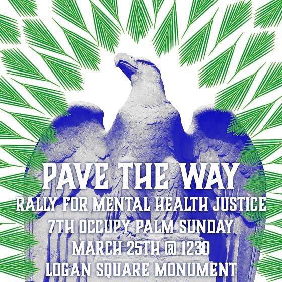 On my way to the Logan Square monument with my palm branch from <a href="/GraceLoganSq/">Grace Church LoganSq</a> to rally for mental health justice with other churches! #PalmSunday #OccupyPalmSunday