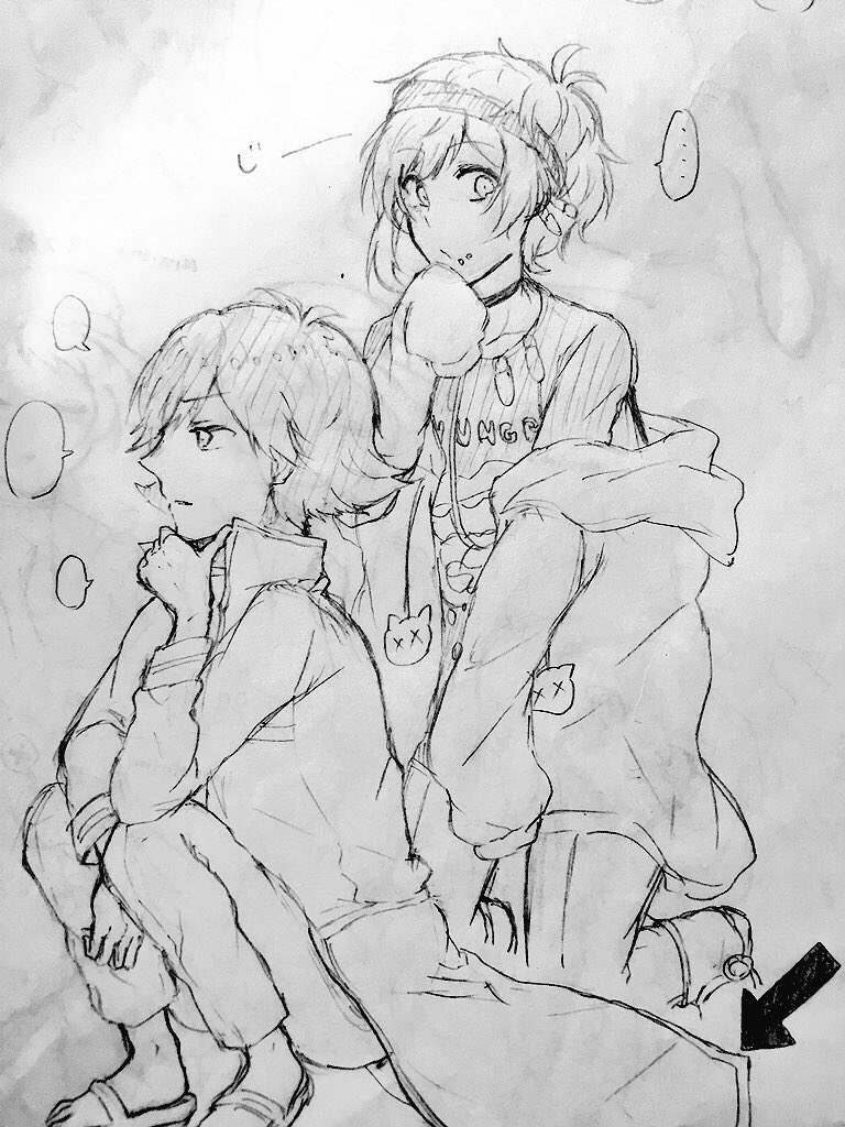 chiaki_ruby's tweet photo. しゃがむコウくんの服の裾が気になって仕方ないリンタロウ

#狼ゲーム
#リンタロウ   #新村コウ https://t.co/1SSxxviN4v