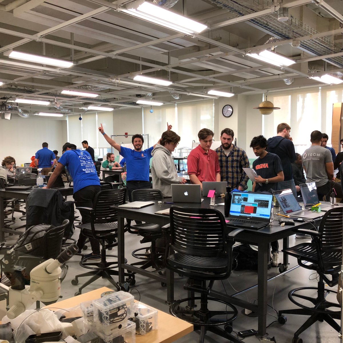 MLHacks's tweet photo. Demos have started at #HackUVA! So many awesome hacks already! @HackersatUVA https://t.co/FvoRK9cpzV