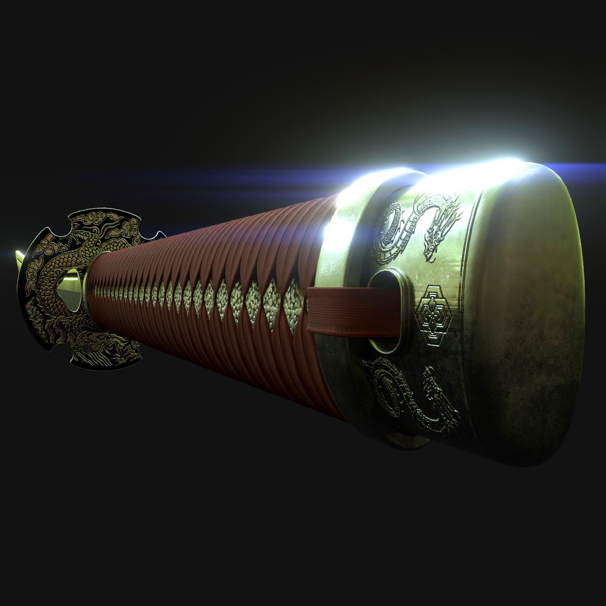 qornflex's tweet photo. Adding details while watching #shigurui #madewithmax #madewithsubstance #sundaymood #japan #samurai #sword https://t.co/ISsAoWYkY9