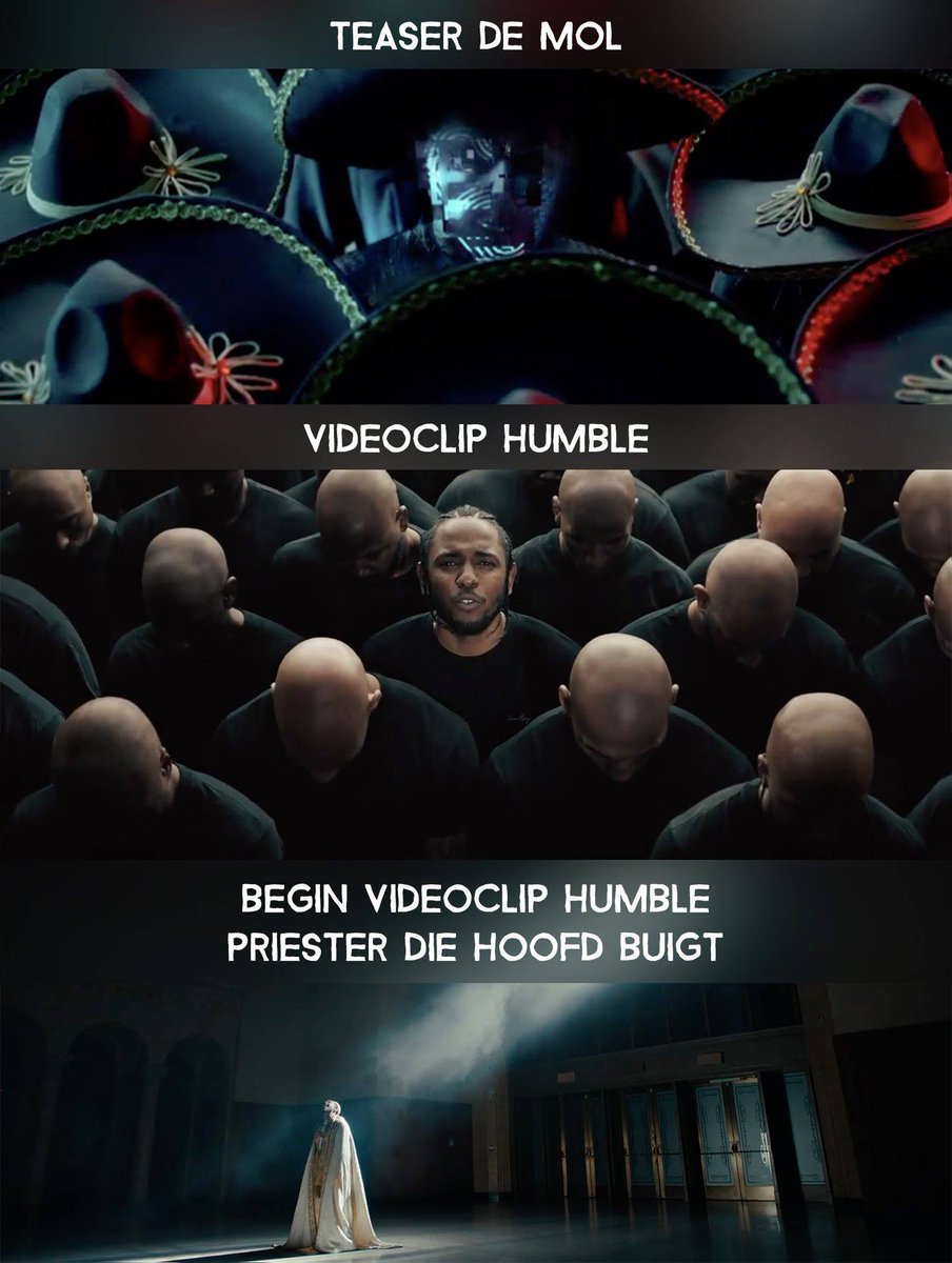 demoltips's tweet photo. Priester Pieter staat momenteel heel laag in mijn molboekje (te veel tips die naar het Christendom verwijzen). Maar de videoclip van Humble heeft verdacht veel gelijkenissen met de teaser van De Mol. https://t.co/in1kMn8rsi