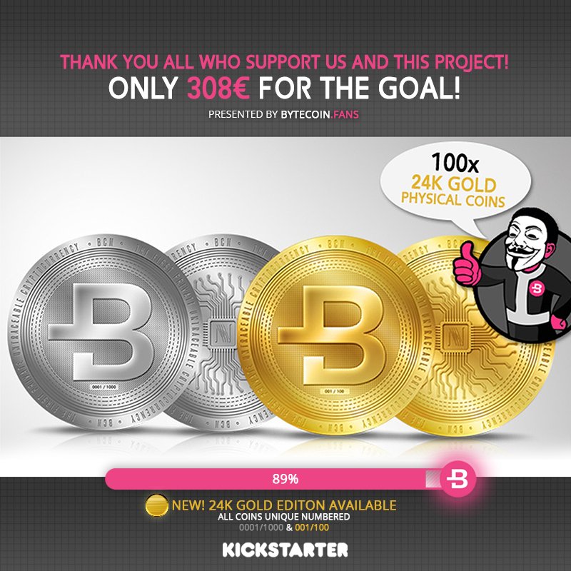 Only 308€ left to Founded!
Be there and get one of the limited 100 24K gold plated coins now. 

✅ Limited Edition Coin
✅ Collectable Real Currency
🔶 NEW! 24k Gold Edition Available

- kickstarter.com/projects/domin… … … … … … … … …

🔥Goal is 3000€ 🔥

#Kickstarter #ByteCoin