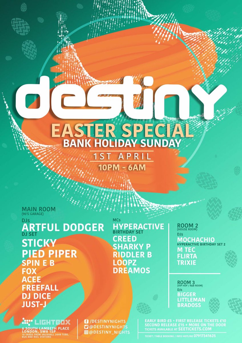 deejaybigger's tweet photo. Don't forget come catch me this Easter Sunday back for @DestinyNights @lightboxlondon #hiphop #rnb tickets are going fast I've got a few left first come first served 1love https://t.co/khnzX1uqQo