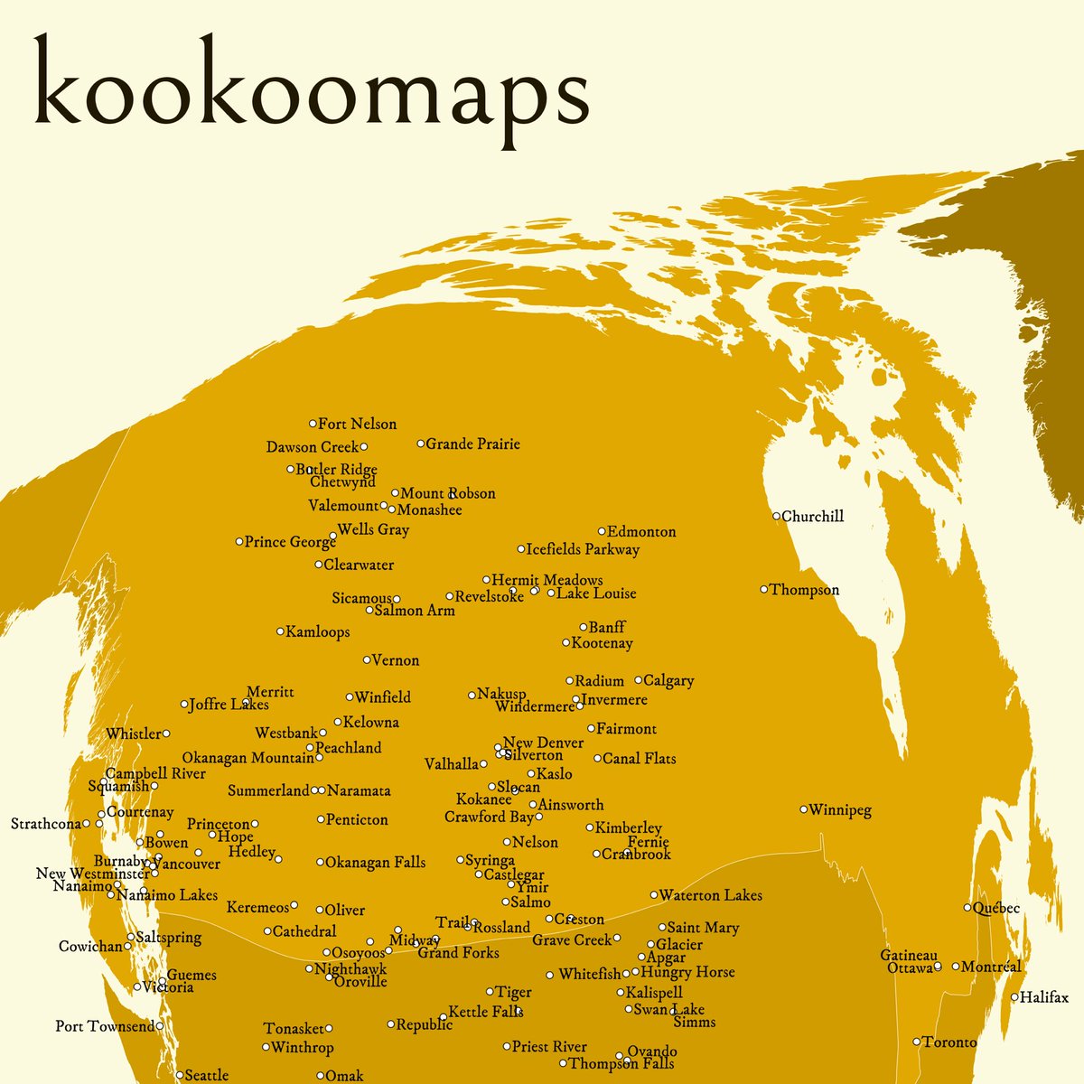 kookoomaps's tweet photo. Places I've been in Canada. Make a kookoomap of _your_ world at https://t.co/LWdOZ4r898 #canada #britishcolumbia #vancouver #edmonton #calgary #winnipeg #novascotia #newfoundland #worldmap #map #maps #mapart #visualization #cartography #custommap #kookoomaps https://t.co/Nt0sP4xDXB