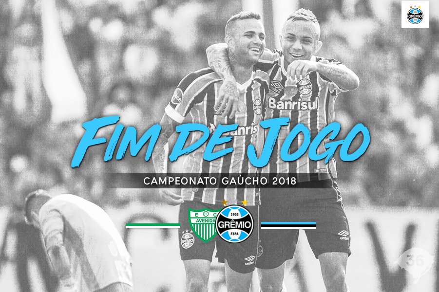 Gremio's tweet photo. Fim de jogo: @avenidascs 0x3 #Grêmio
Com gols de Ramiro, Luan e Arhur, levamos vantagem para a segunda partida da semifinal do #Gauchão2018! Apoie o Tricolor nesta decisão! https://t.co/6RZR3hXig3
⚽️🇪🇪💪 #ECAxGRE #VamosTricolor https://t.co/hXpHFZBiWD