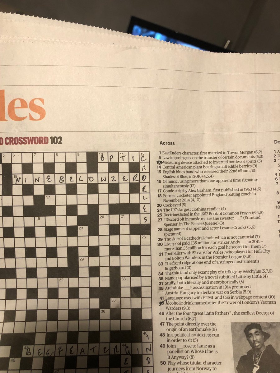 OurLocalTown's tweet photo. @NineBelowZero1  you have made it when you are a clue in Sunday Times Crossword! https://t.co/al04Ug136J