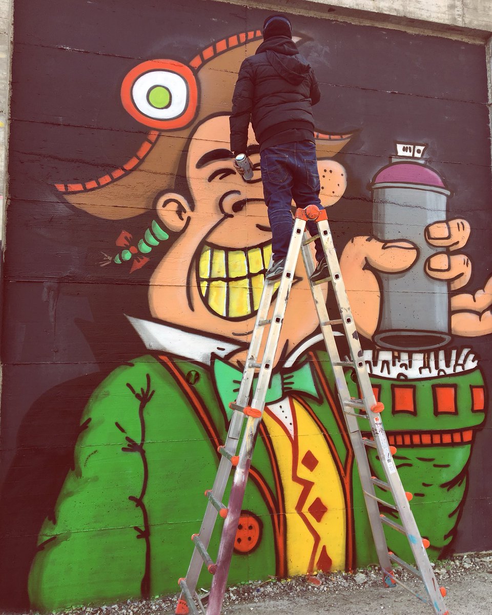 degene_rat_a's tweet photo. 1st Jam Murarte, via Oxilia 13d, Turin ☄️RICKY RICKY #jam #StreetArt #mito #rickyricky #Enks #alessandroscaonedichio #shekoone #wesok #murata #contemporaryart #staytuned #workinprogress #bombing #lettering #sprayart #Murarte #MonkeysEvolution #Torino https://t.co/56LkftFPup