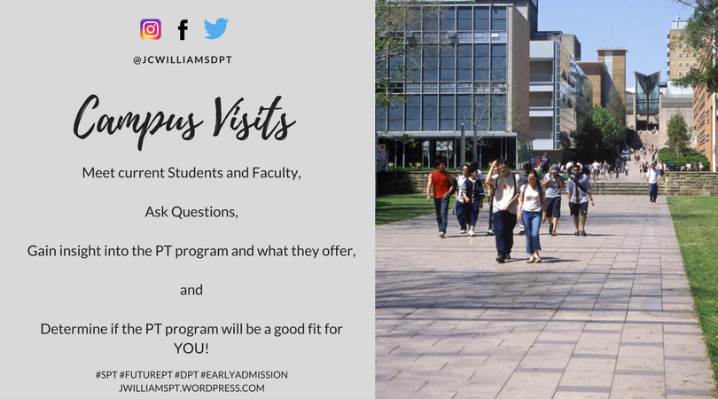 jwilliamsdpt's tweet photo. Visiting a PT school before attending is a MUST! 💯 Determine whether the school, students, faculty, and campus will be a good fit for you!🤓
~Stay Passionate and Fearless~
#prept #student #dpt #spt #pt #healthcare #physicaltherapy #earlydecision #earlypt #graduateschool https://t.co/AGS8ulzgvm