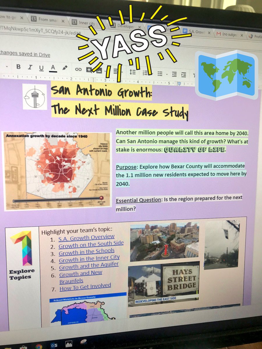 maestra_schenk's tweet photo. San Antonio Urbanization Case Study in #AHWorldGeo classes this week! Understanding and engaging in local issues. #AHProfile #AHISDEngaged https://t.co/bBZZBSrkoJ