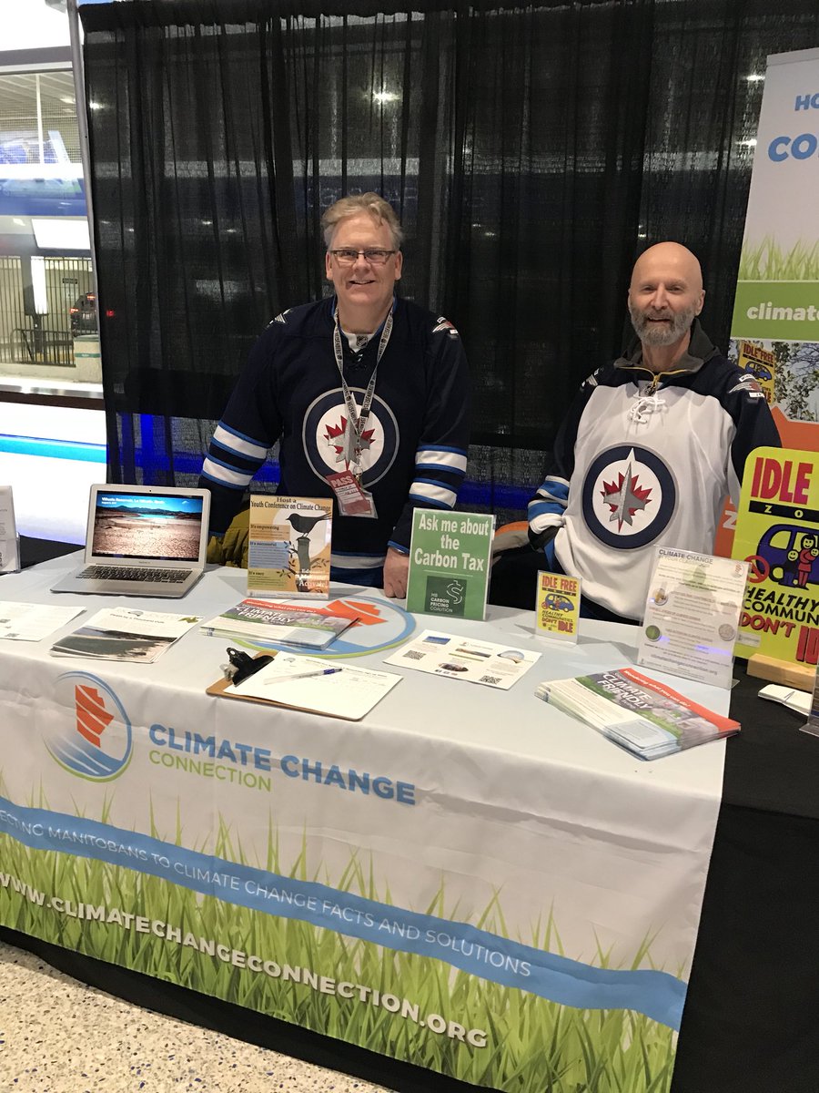 MB_EcoNetwork's tweet photo. Duncan Stokes &amp; Curt Hull here to answer questions @NHLJets fans may have on Go Green Night. #GoGreenNight #GoJetsGo  @ClimateManitoba https://t.co/MUVXgK5aR2