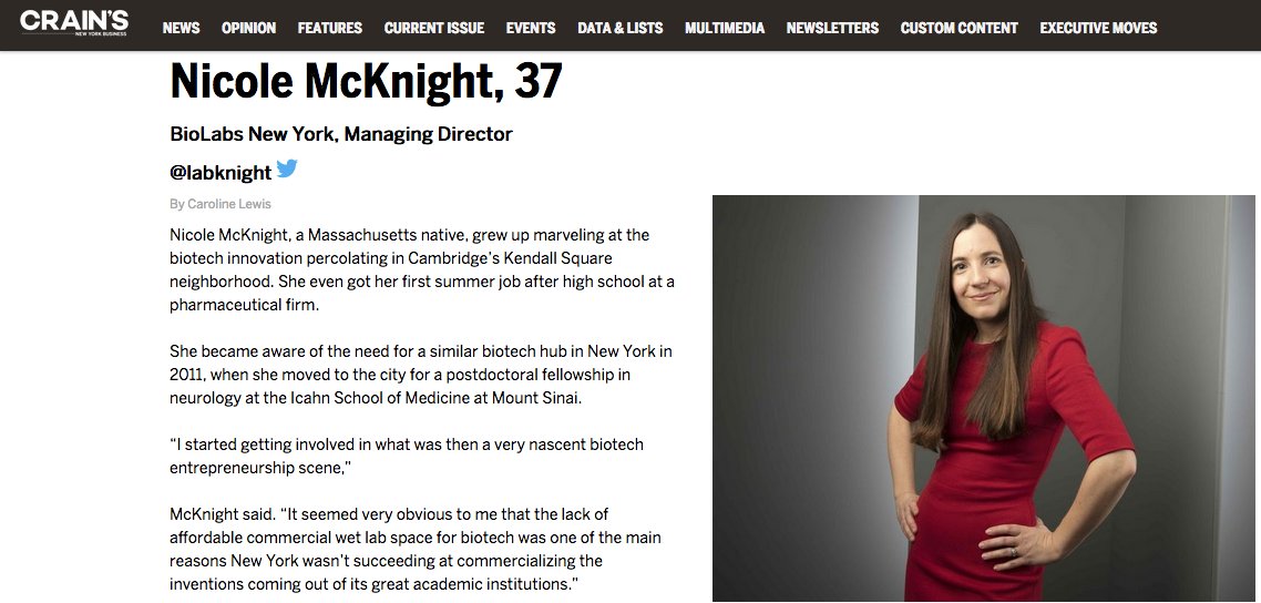 labknight's tweet image. Thanks to @CrainsNewYork for recognizing me as a @Crains40Under40! Special thanks to @nyulangone @KiiLNYC @LWTleadership @ucl for all the support. cc: @BioLabsNY @BioLabsHQ @clewisreports crainsnewyork.com/40under40/2018…