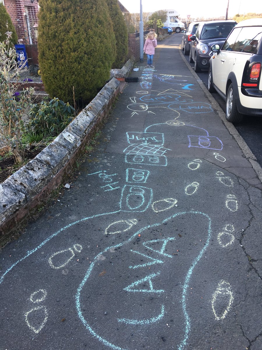 toadrick's tweet photo. Today we shared the chalky #oneplaything love with our four year old neice Izzy. We made some collaborative chalky creatures and a #PlayinLeeds @counterplay style play law obstacle course too! https://t.co/hAHpkKGmLO