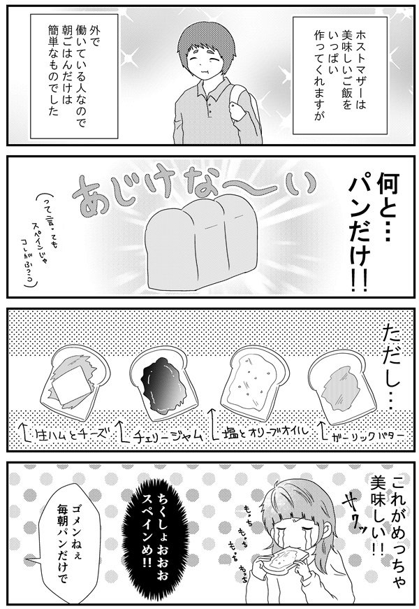 14話「スペインの朝食はこんな感じ」 - 漫画「うだまのスペイン留学記」  