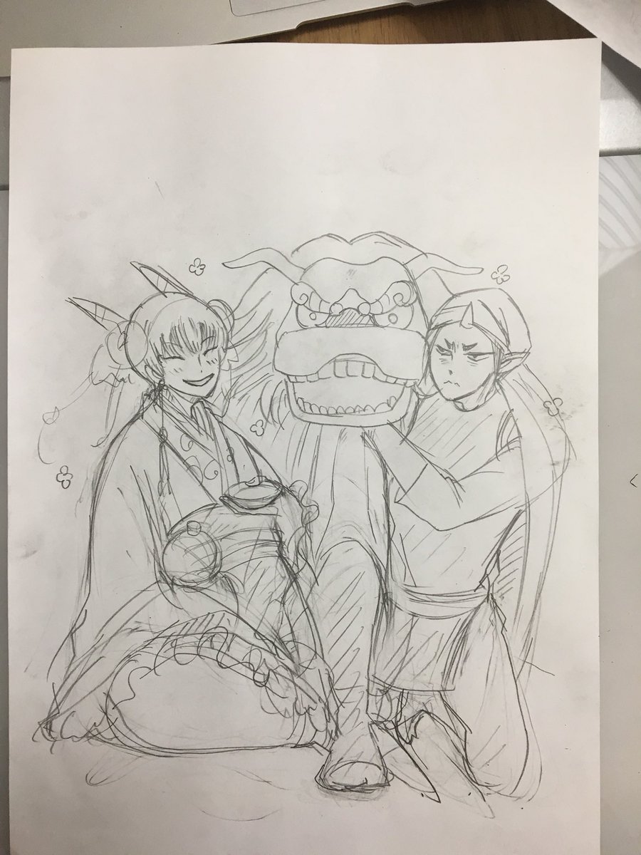 ポスカラフ完成ー😭今からパソコン。小物面倒で描いてない。 