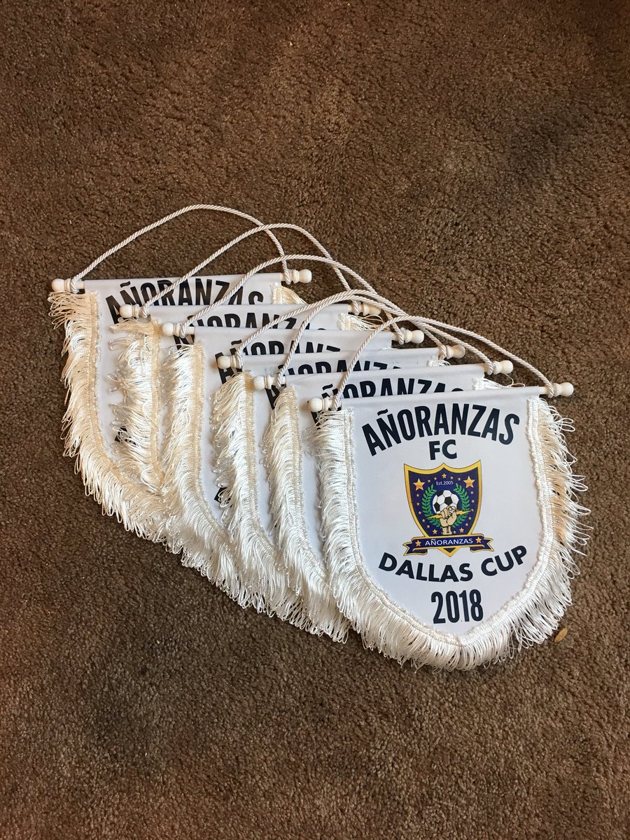 PamboleerDesign's tweet photo. Soccer banners for captain’s exchange in 2018 Dallas Cup. Yes... we even do this 😏 Let’s go AÑORANZAS! https://t.co/llQkEs2YuZ