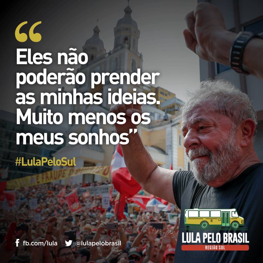 galvanilima's tweet photo. Retweeted PT Brasil (@ptbrasil):
Frases do Ex-Presidente @LulapeloBrasil em ato cultural em São Miguel do Oeste - SC, em mais uma atividade da Caravana #LulaPeloSul #LulaSC https://t.co/Dxjm3PdDvD