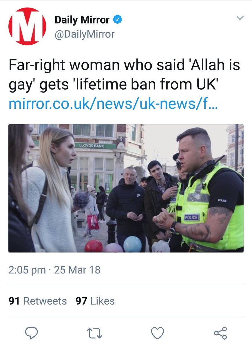 ThomasEvansAdur's tweet image. .@Lauren_Southern gets a lifetime ban from UK for asking question "Was Allah gay?"

Meanwhile on 2 separate occasions the Guardian newspaper asks "was Jesus gay?" both these articles are still online to this day?

Two instances freedom of speech was upheld the other it wasn't..?