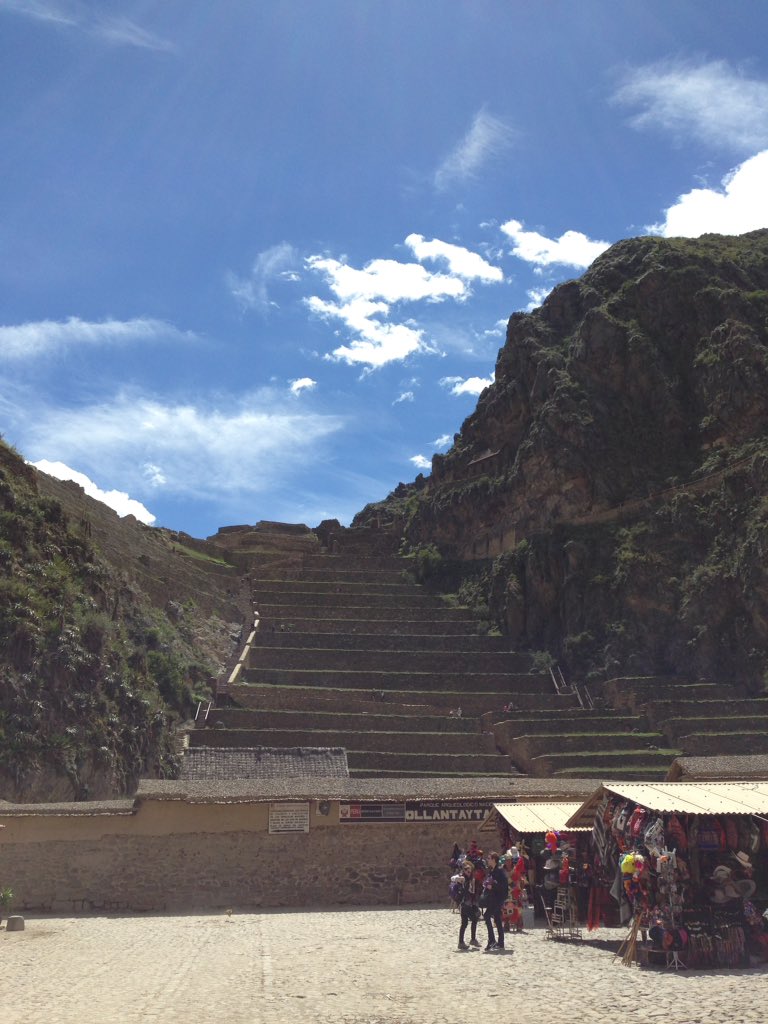 reclaimfarm's tweet photo. Learning all about the Incan empire and their backbone in mountainous agriculture. Garden or giants staircase? #peruag #edufuncation #farmgeek https://t.co/XhLzOZNOSb