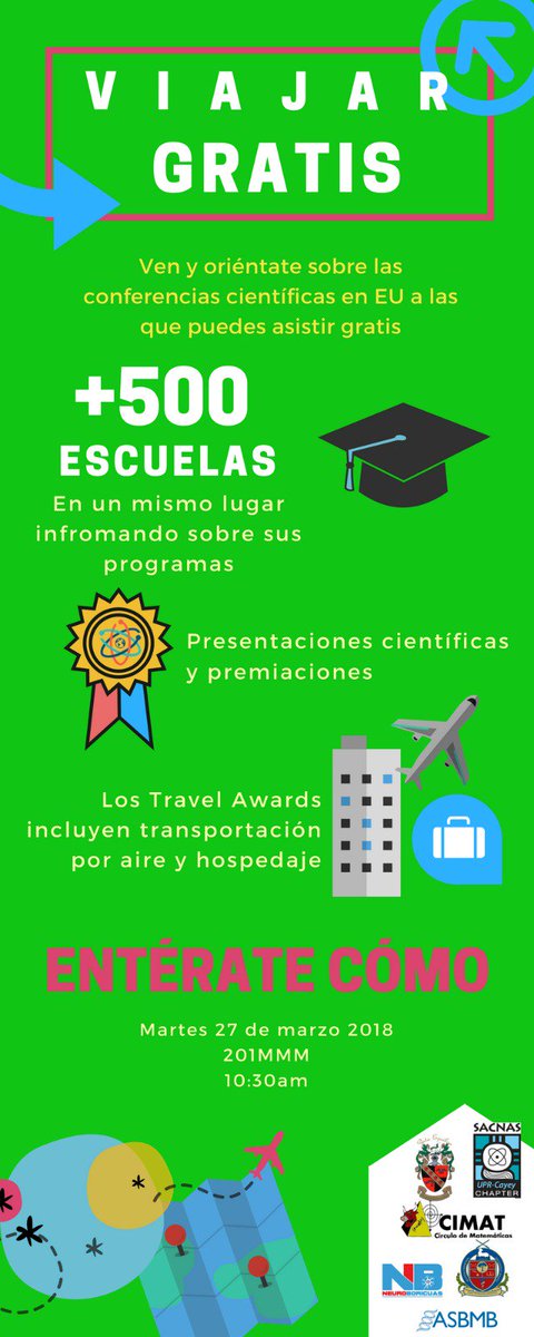NeuroUprc's tweet photo. ¡Saludos NeuroBoricuas-UPRC!
Durante esta semana estaremos co-auspiciando las siguientes actividades:
-Orientación: Oportunidades de participar en conferencias científicas en Estados Unidos (27/03-201MMM)
-Charla: University of Pennsylvania Graduate School Q &amp; A (29/03-108NEC) https://t.co/IWxvhimiKi