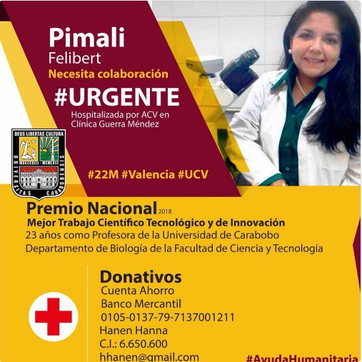 APUCCDSE3's tweet photo. #UniVe desde la @UCarabobo @APUCoficial se une al clamor de todos los #Ucistas que pedimos al resto de la ciudadanía todo su apoyo y solidaridad para la Profesora Pimali Felibert  #PorLaSaLudDePimali https://t.co/I5ZHZIOTY7