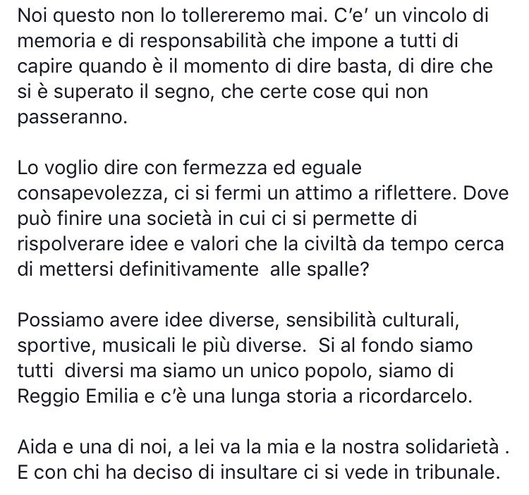 Irishsara1980's tweet photo. Chiedo il vostro aiuto per diffondere quanto avvenuto a #ReggioEmilia. Il neodeputato leghista Vinci commenta in modo arrogante e razzista quanto spiegato dal sindaco @lucavecchi72 nel post che allego. Sono senza parole. #iostoconAida, lanciamo l’hashtag! https://t.co/QPBzC2nEo5