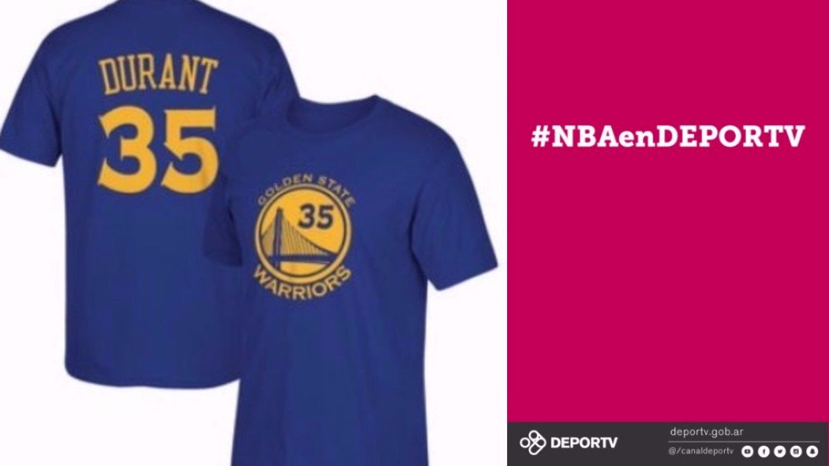 canaldeportv's tweet photo. [SORTEO] ¡COMO SIEMPRE! Nos seguís, RT a este tuit y escribís con el HT #NBAenDEPORTV. Esta linda remera de Kevin Durant, cortesía de Live Basketball, está en juego esta noche! https://t.co/gTIQUTccag