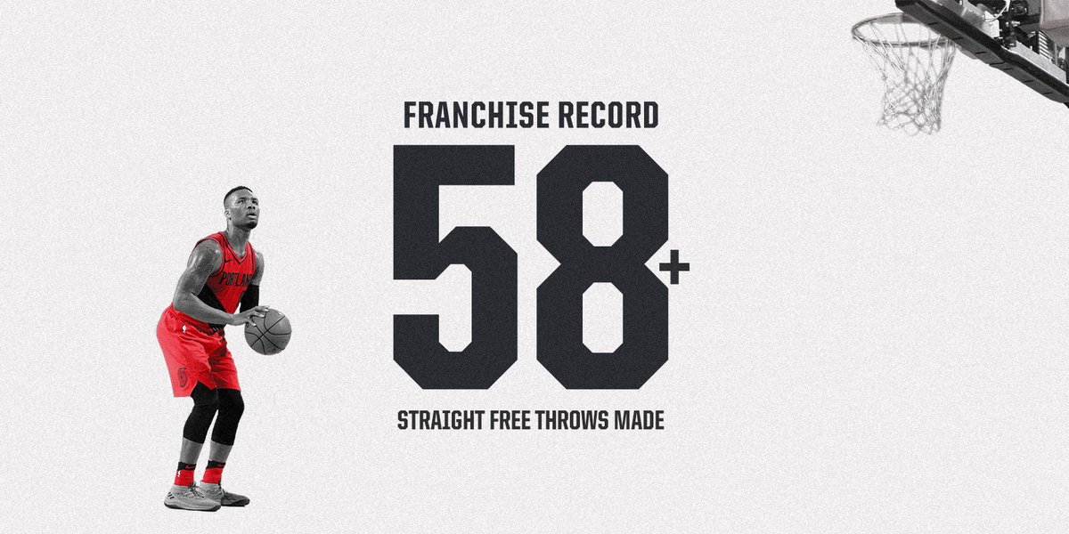 . <a href="/Dame_Lillard/">Damian Lillard</a> has now set the franchise mark for consecutive made free throws with 58... and counting