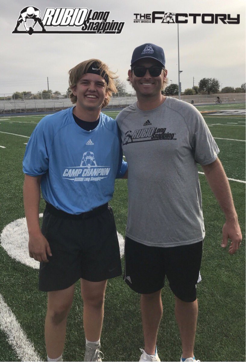 TheChrisRubio's tweet photo. Congratulations to the overall champion of the Rubio Long Snapping Spring Camp in AZ, Dustin Inness (AZ, ‘19)! #TeamRubio #RubioFamily #TheFactory https://t.co/MSRbcr2R2k