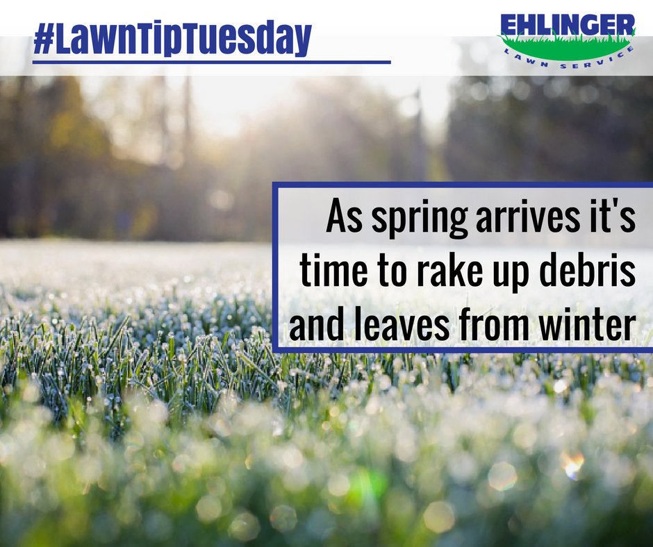 EhlingerLawn's tweet photo. As the weather clears up and spring arrives, there's a lot of work to be done in the yard! Start the season off by clearing out any debris and leaves left over from winter. #LawnTipTuesday https://t.co/MlvzzY10yF