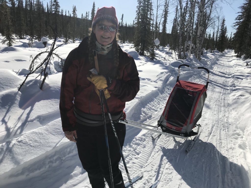 RheniumTungsten's tweet photo. Family adventures today on some Goldstream Trails. Right after the family shot - Kid1 had a tantrum - but we got through it! Success! #SpringInAK! https://t.co/UClTw95miU