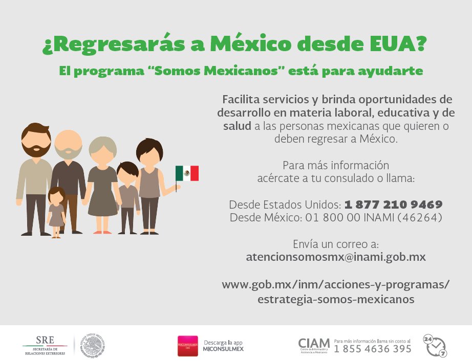 consulmexDET's tweet photo. Información Importante para la comunidad mexicana del estado de Michigan y el Norte de Ohio #Programa #SomosMexicanos @INAMI_mx @SomosMxINM acércate a @consulmexDET para recibir información o llama al 248-336-03-20 ext 36. https://t.co/0fl1VhpIKD
