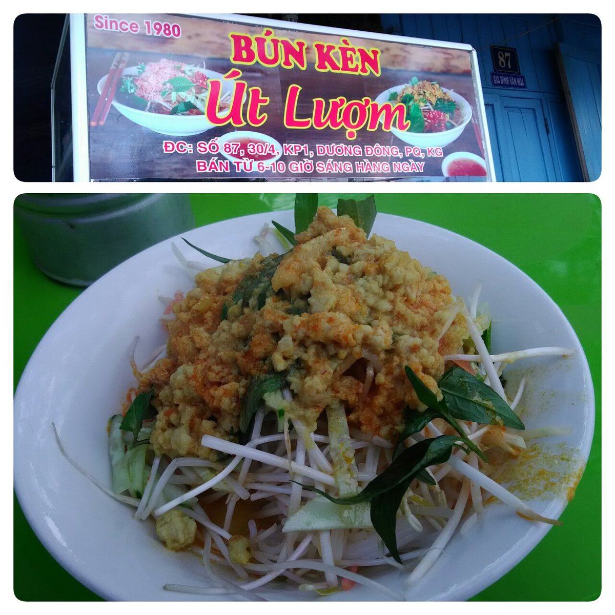 saigon1995's tweet photo. ここに来たら、是非とも食べたいのがココナツミルク味のこの麺。
ほんのり甘いだけでしつこさはないので誰でも食べられる。
というか、非常にお上品な一杯。
4月30日通りに出ている屋台だが、看板出して住所まで入っとる。
#フーコック #ブンケン #phuquoc #bunken https://t.co/oRjVDpK5Us