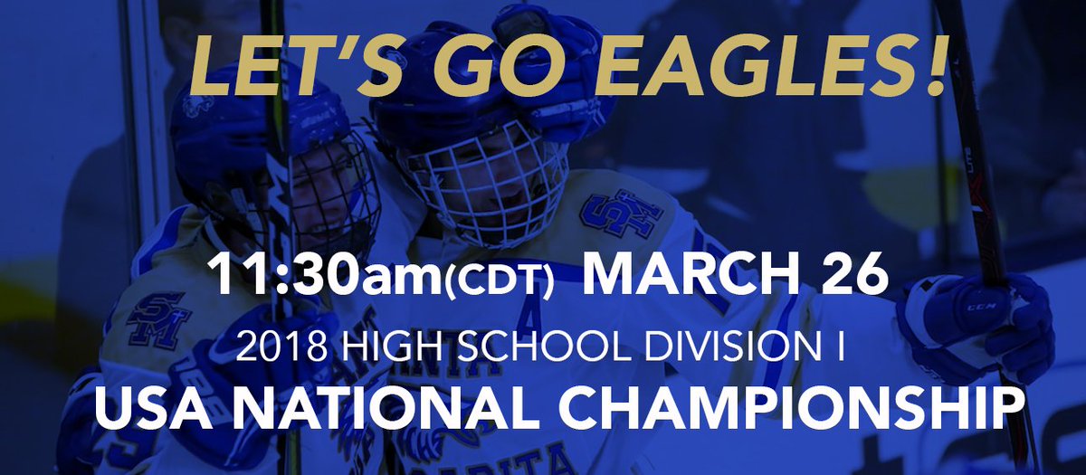 The <a href="/SMEaglesHockey/">SMCHS Eagles Ice Hockey</a> team is in the #USAHNationals championship game! #LetsGoEagles #WeBelieve <a href="/ocvarsity/">ocvarsity</a> <a href="/OCCatholicNews/">OCCatholicNews</a> <a href="/latimessports/">L.A. Times Sports</a> <a href="/ADHSHL/">ADHSHL</a>