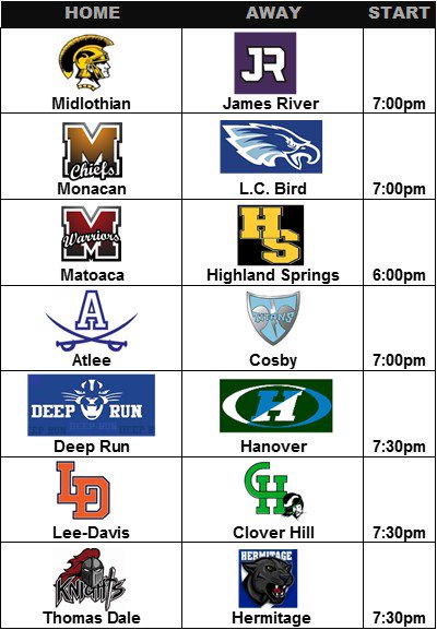 MONDAY NIGHT LACROSSE!!!
Schedule for Monday nights Boys lacrosse action
<a href="/TheRVASportsNet/">RVA Sports Network</a> <a href="/804Varsity/">804 Varsity</a> <a href="/USLaxRichmond/">USLaxRichmond</a>