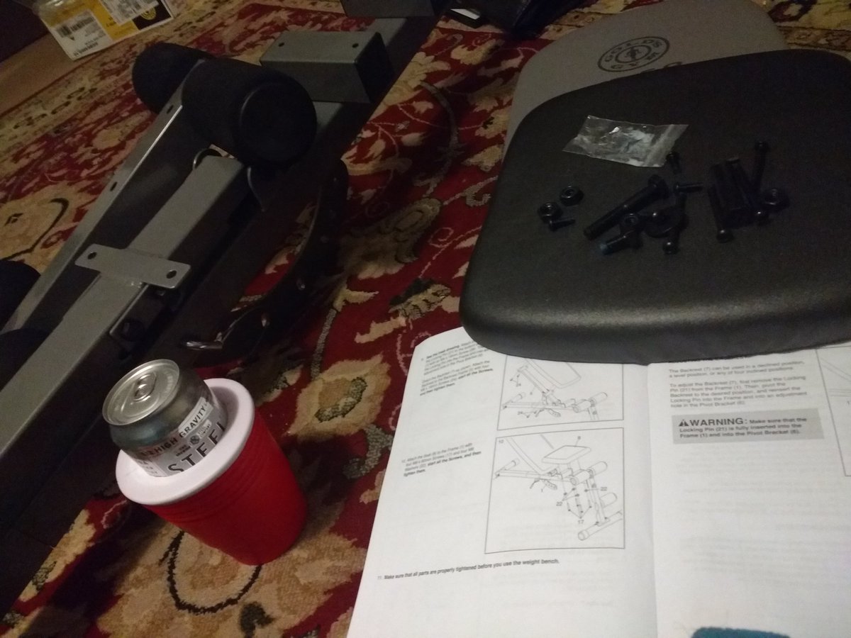 hannahshaped's tweet image. Best boyfriend ever. Came home to  a cold beer and an assembly project. #workoutbench #destresser #feelingaccomplished