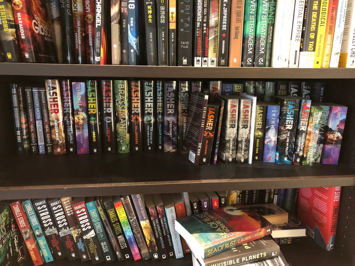 Philipp Keller (@xeelee314) on Twitter photo Here is my collection of books by <a href="/nealasher/">Neal Asher</a> . I love each and every one of them. They promise a bright AI-led future, which seems so much more preferable to what we can expect with the current batch of politicians in all too many countries. Here is my collection of books by <a href="/nealasher/">Neal Asher</a> . I love each and every one of them. They promise a bright AI-led future, which seems so much more preferable to what we can expect with the current batch of politicians in all too many countries.