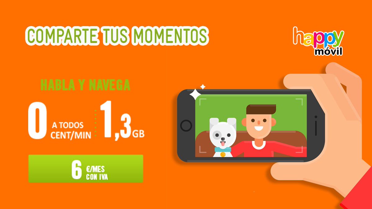 Un buen #selfie siempre tiene su hueco en #RRSS. Elige nuestra Tarifa Habla y Navega para compartir todas tus fotos. 📱🐶 goo.gl/s8ehbu