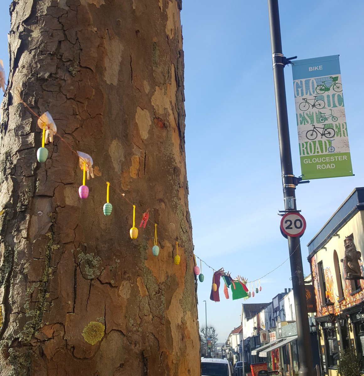 The #gloucesterroad fairies are ready for Easter! <a href="/GloucesterRoad/">Gloucester Road</a> <a href="/GlosRdArtBanner/">GlosRdArtBanners</a> <a href="/bishmatters/">Bishopston Matters</a> @badgerbristol <a href="/BristolLifeMag/">Bristol Life Mag</a> <a href="/GoldenLionBriz/">Golden Lion</a> @JoesBakeryBris