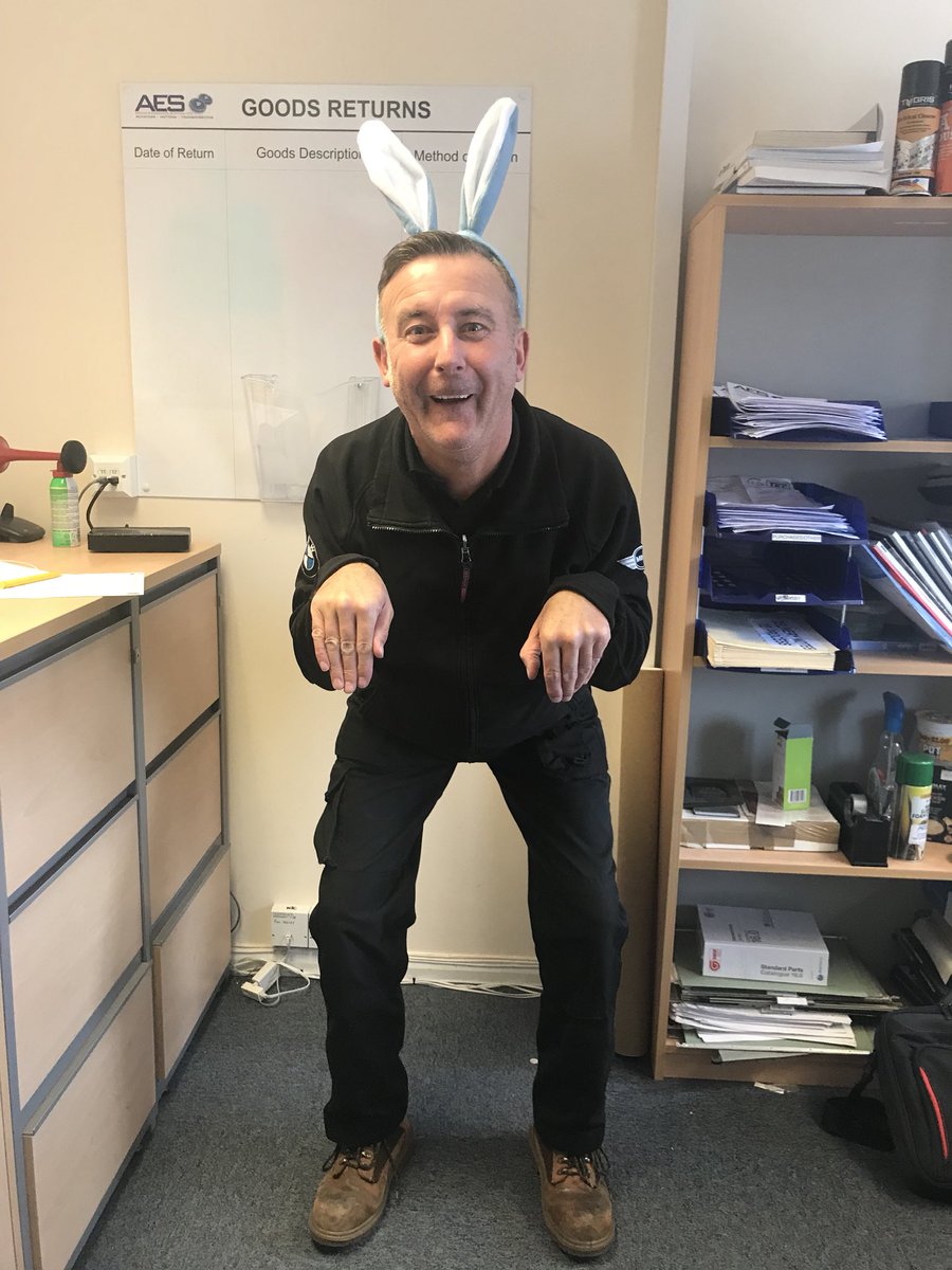 aesgraphics1's tweet photo. Here is our entry for the #Godivasbunnies competition. Gary at Access Engineering Supplies being the happy bunny that he is! 🐰. #Godivasbunnies @GodivaBearings https://t.co/pyIi4EYMO3