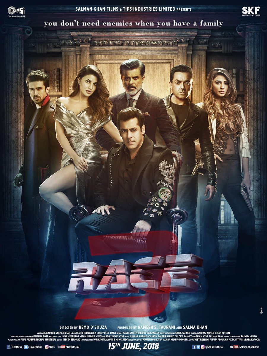 carebydistrict's tweet photo. Meet the #Race3 family. Watch their story in cinemas this Eid- 15th June, 2018. 
@BeingSalmanKhan @Asli_Jacqueline @AnilKapoor @thedeol @Saqibsaleem @ShahDaisy25 @Freddydaruwala @remodsouza @SKFilmsOfficial @tipsofficial  #Race3ThisEid https://t.co/362P8Yumty