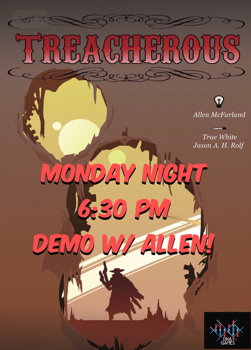 GamePreserve's tweet photo. Monday Night @GamePreserve @DNAGamesLLC will be demoing #Treacherous! https://t.co/7EprkzTPvI