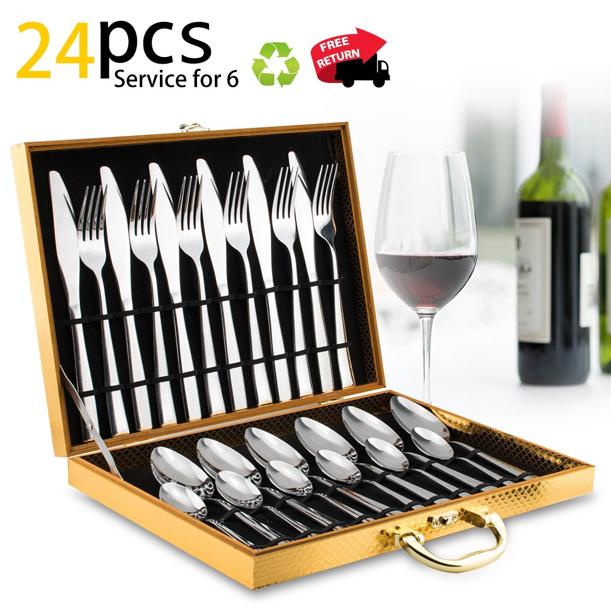 GR8ProWorkshop's tweet image. 53% OFF #flatwareset #silverwareSet @amazon Silverware Set, Lekoton Stainless Steel Flatware Sets 24 pcs Kitchen Home Dinnerware Cutlery Set Tableware Utensil Set Service for 6 with Spoon Fork Knife Luxury Gift Box... amzn.to/2DBHdrG