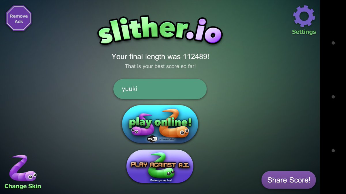 10万超えた✌('ω')✌
#slither