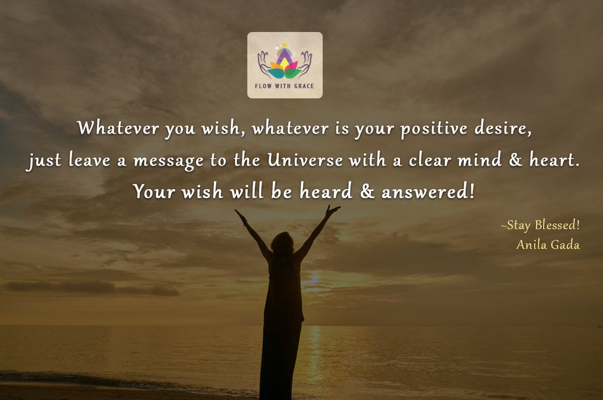 flowwithgrace's tweet photo. Whatever you wish, whatever is your positive desire, just leave a message to the Universe💫 with a clear mind & heart💖. Your wish will be heard & answered!😇
~Stay Blessed!
Anila Gada
#MondayMotivation #Positivemind #Universepower #Flowwithgrace #PranicHealing #Therapist https://t.co/qVWBD1Aqe9