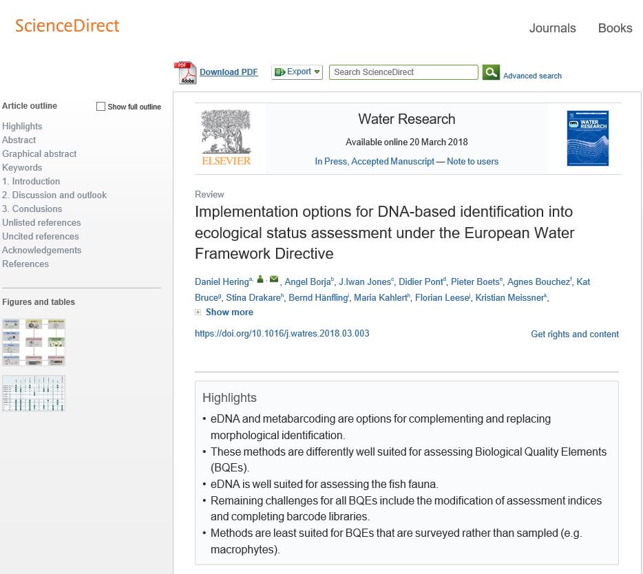 AngelBorjaYerro's tweet image. A new paper from @DNAquaNet is in press showing the options for DNA-based identification into #EcologicalStatus #assessment under the European #WaterFrameworkDirective sciencedirect.com/science/articl…