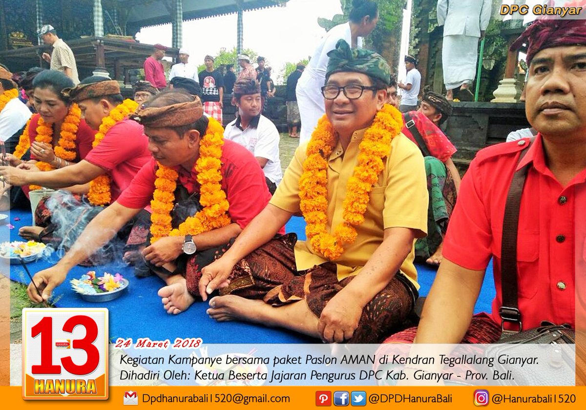 DPDHanuraBali's tweet photo. DPC Gianyar. 
Tgl. 24 Maret 2018
.
Kegiatan Kompanye bersama Paslon AMAN.
- Kendran Tegallalang
- Br. Laud Blahbatuh
- Br. Tubuh
- Br. Pakas Blahbatuh.
.
#hanurabangkit
#Hanura #KBSACE #AMAN #PDIP #Silaturahmi #MasyarakatBali #Gianyar #HanuraBerita #BJM https://t.co/r0ouuRwJfp